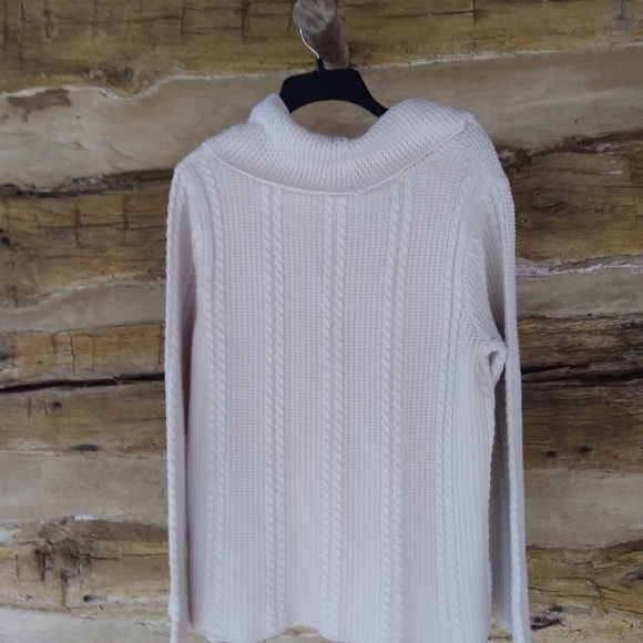Jeanne Pierre Cream Cable Knit Cowl Neck Sweater Size Large - Picture 3 of 4